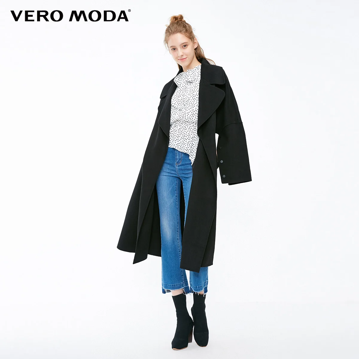 Vero Moda женское Новое двубортное длинное шерстяное пальто силуэта | 318327530