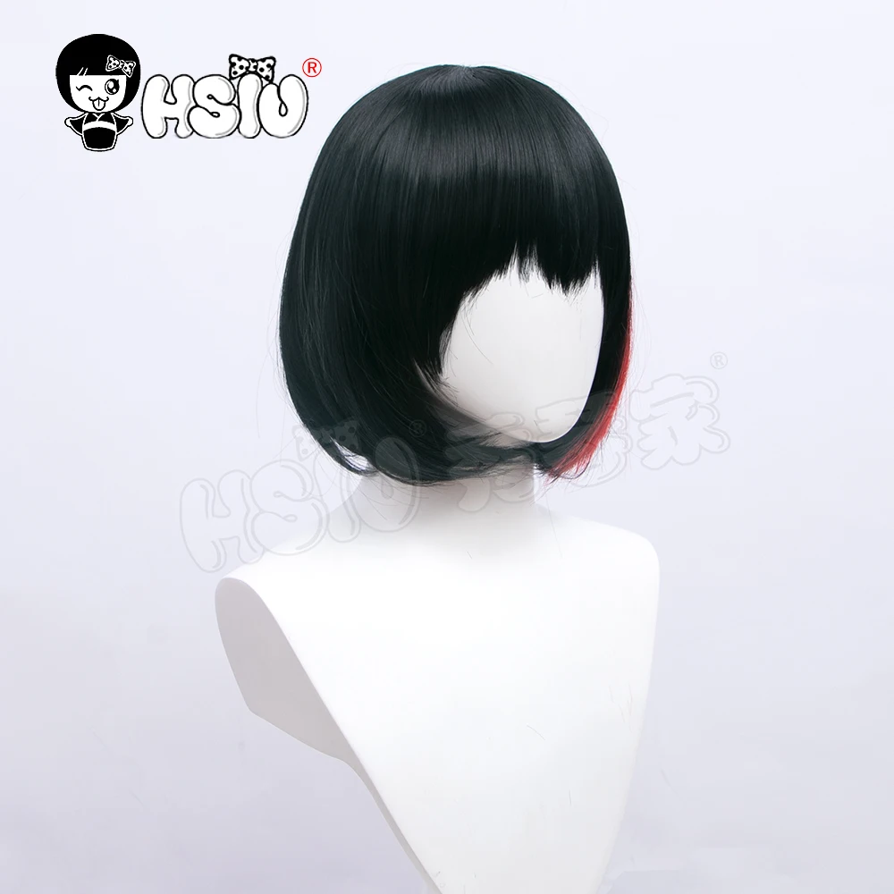 Mitake Ran Cosplay Wig Game Bang Dream! HSIU Black Mixed Red Short Hair+ Free Brand Cap | Тематическая одежда и униформа
