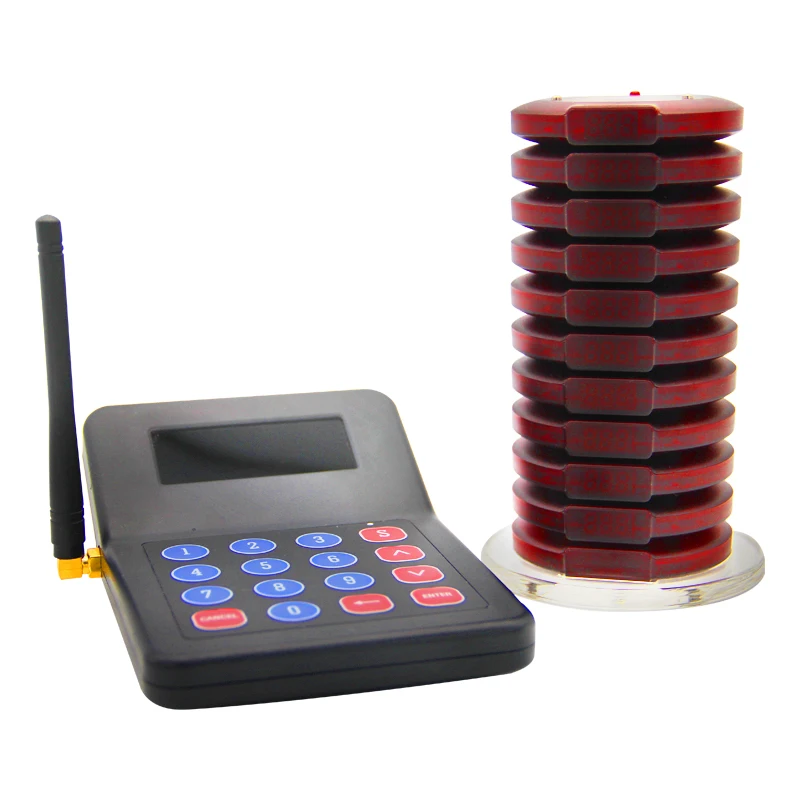 

FL-CS1 Restaurant Coasters With 10 Pager Receiver Pod System Waterproof for Coffee Shop Table Service Clinic Church Nursery