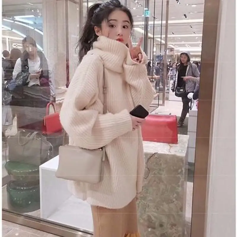 

Women's Autumn and Winter Loose Wild Oversized Sweater Knitted Bottoming Sweater Long Sleeve Turtleneck Sweater