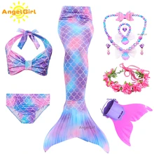 AngelGirl 2021 Kids Mermaid Tails  Bikini Bathing Children Suit Swimsuit With Monofin for Girls Princess Costume Swimmable Suit