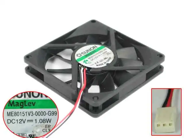 SUNON ME80151V3-0000-G99 Сервер охлаждающий вентилятор охлаждения DC 12V 1 08 W 80x80x15 мм 3 провода |