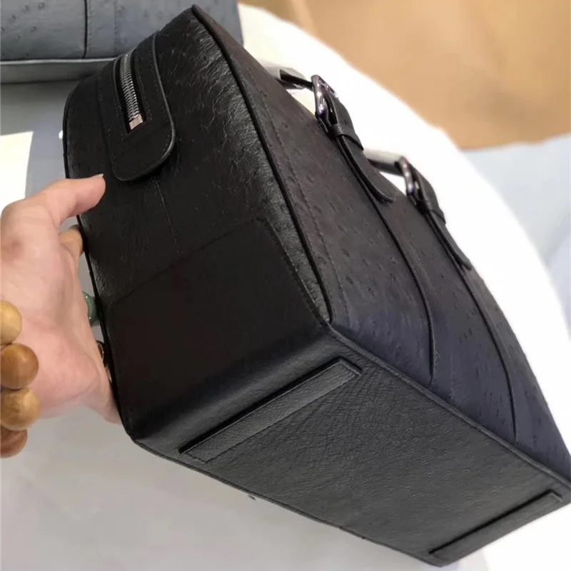 Подлинная натуральная страусиная кожа на молнии деловая дорожная сумка с