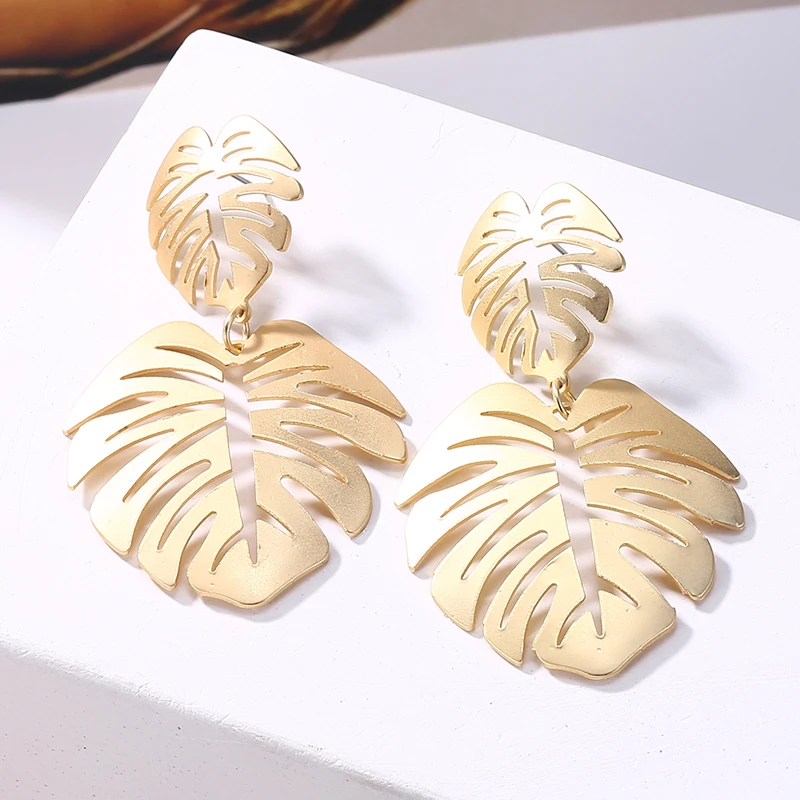 Крупные серьги подвески L & H с листьями 2019 для женщин модные винтажные