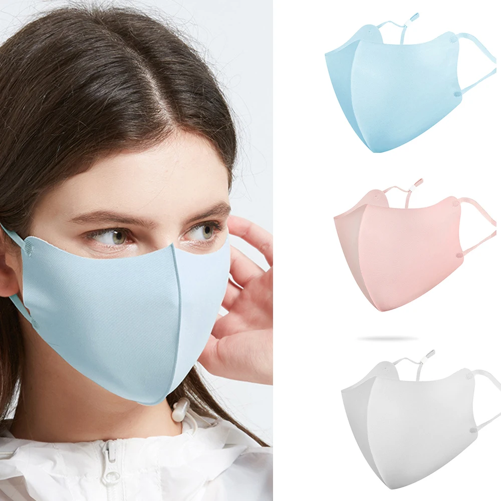 

1PC Ice Silk Mask Washable Anti Dust Allergies Mask Travel Reusable Adjustable Thin Riding Face Mask Respirator Breathable New