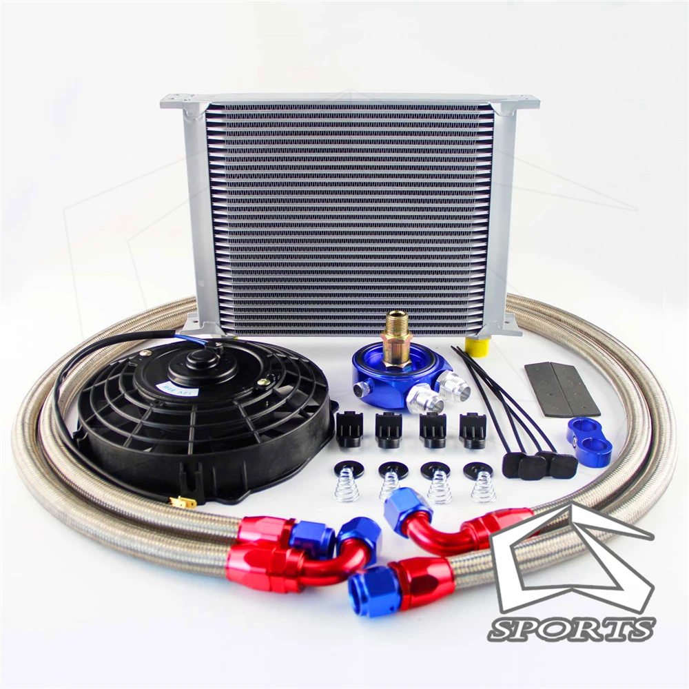 Универсальный 30 ряд 10AN Двигатель Трансмиссия масляный радиатор комплект + 7