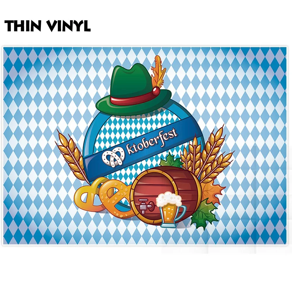 Allenjoy photophone for oktoberfest photography German beer straw hat cloth plaid wheat ears party backdrop photocall photozone |