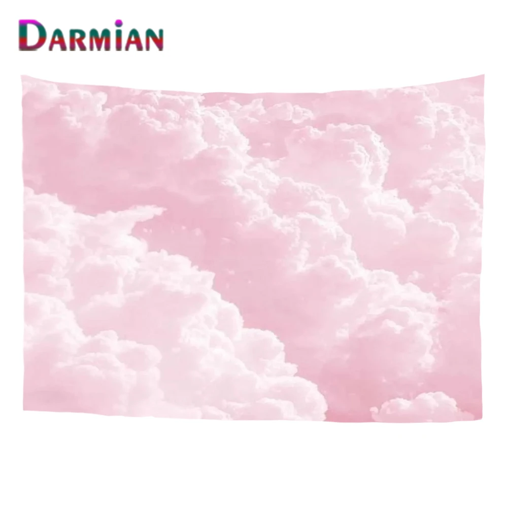 

Настенный Гобелен DARMIAN с розовым небом и белыми облаками, покрывало, пляжное полотенце, фон для дома, гостиной, спальни, художественное украш...