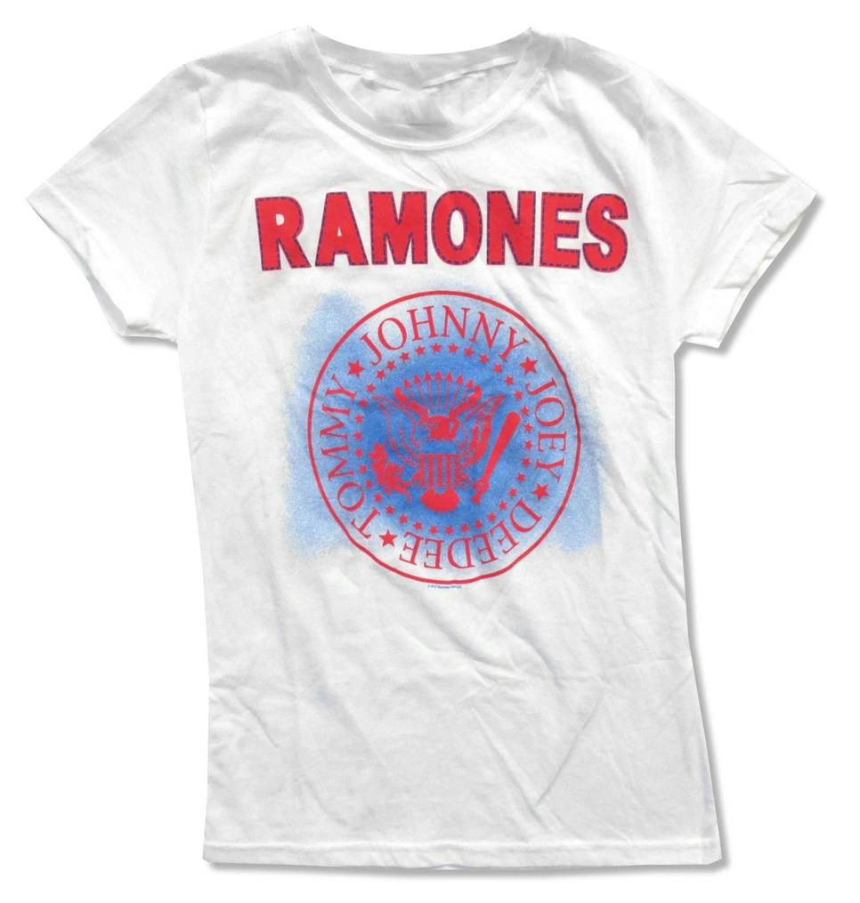 Ramones красный и синий морской котик Логотип Девушки Юниоры белая футболка новая