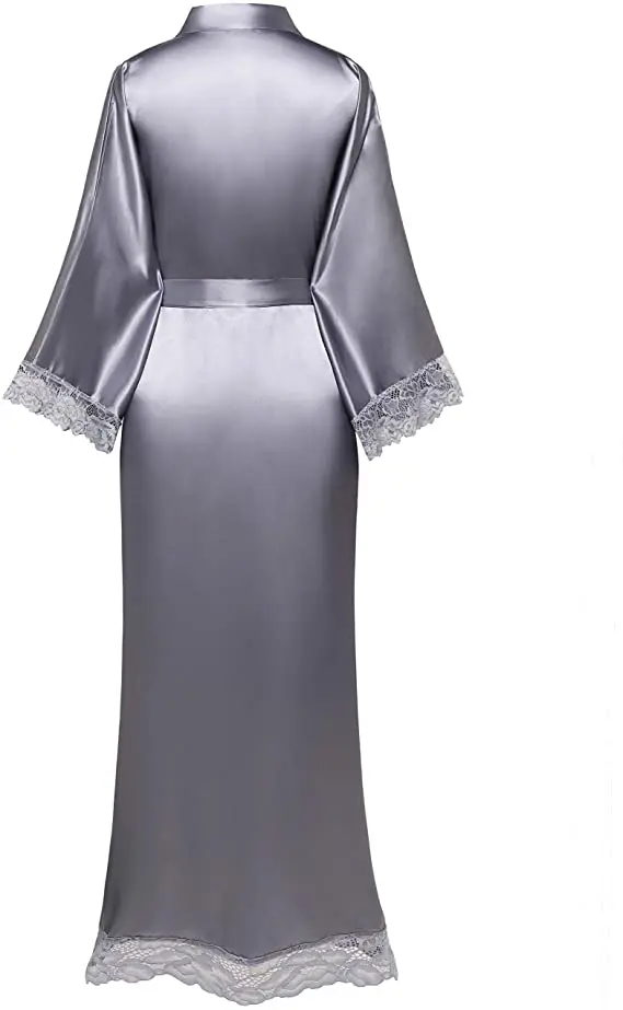 

2021 New Silk Satin Lace Robes Bridesmaid Bride Robes Wedding Long Robe Bathrobe Womens Robe Lingerie Robe