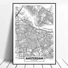 Карта города Амстердам, линия, художественная живопись, украшение, современная картина, Иллюстрация на холсте, скандинавский Декор для дома