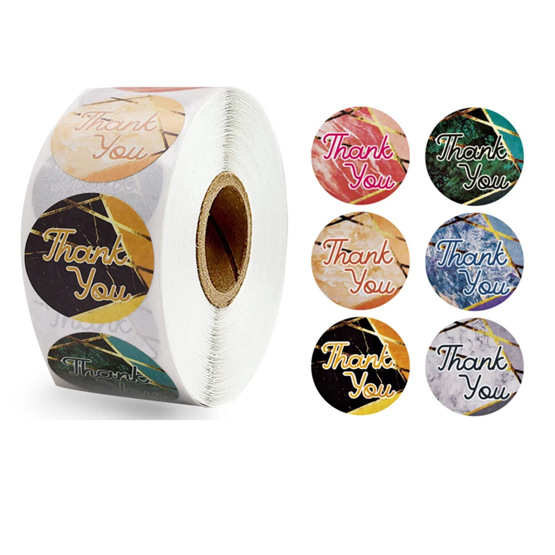 

100-500 Pcs 1 Inch Colored Geometric Thank You Labels Stickers for Gift Card Party Wedding Packaging Small Business