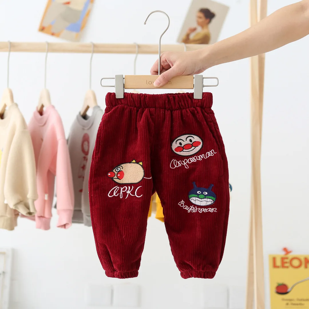 

Baby Boy Clothes Thick Pants Winter Baby Thicken Cotton Baby Corduroy Pants Loose Cartoon Waist Autumn Pants Fall Girls Trousers