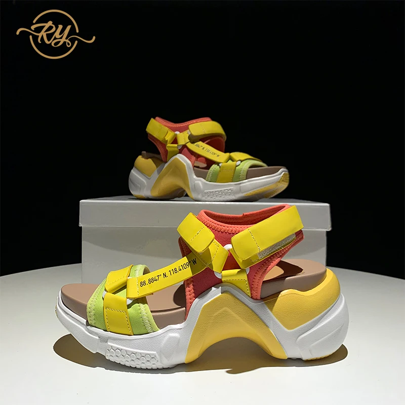 Женские сандалии на платформе из натуральной кожи высоком каблуке Роскошные для