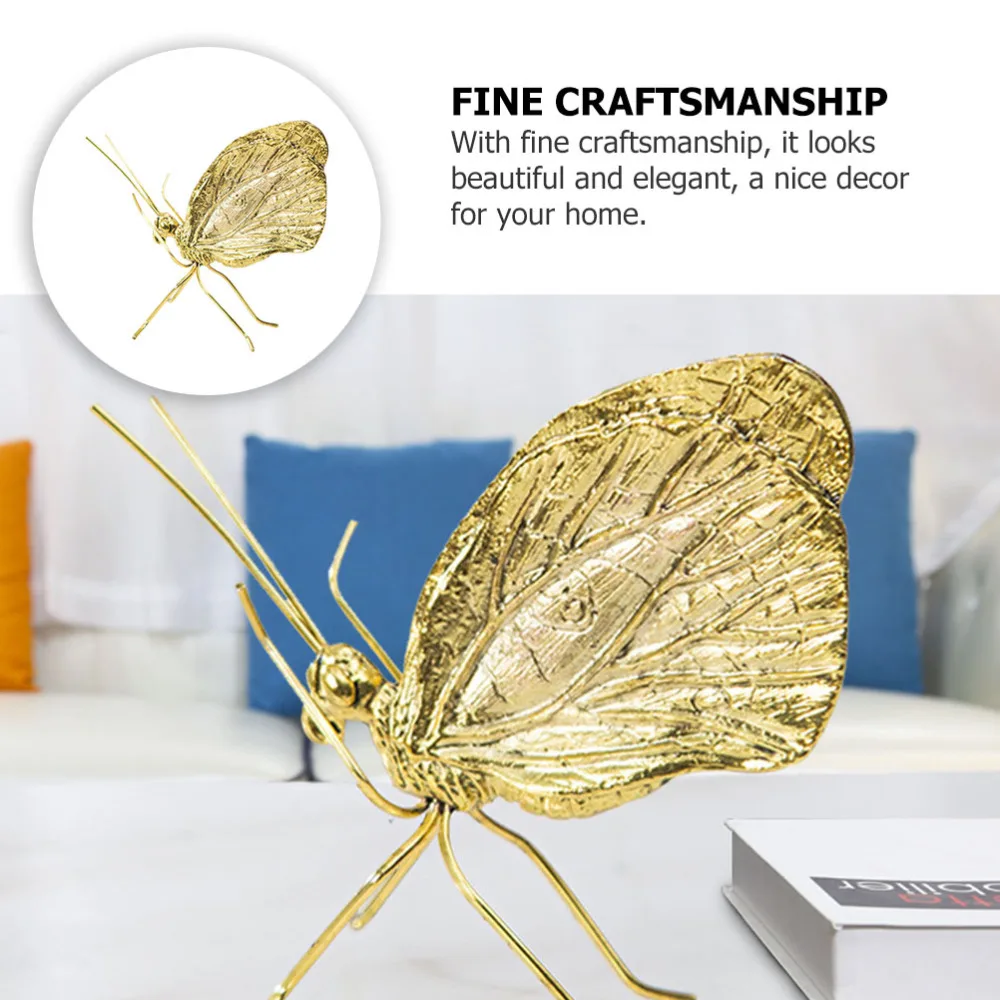 

1Pc Golden Butterflies Figurines Ornament Desktop Animals Sculpture Alloy Crafts
