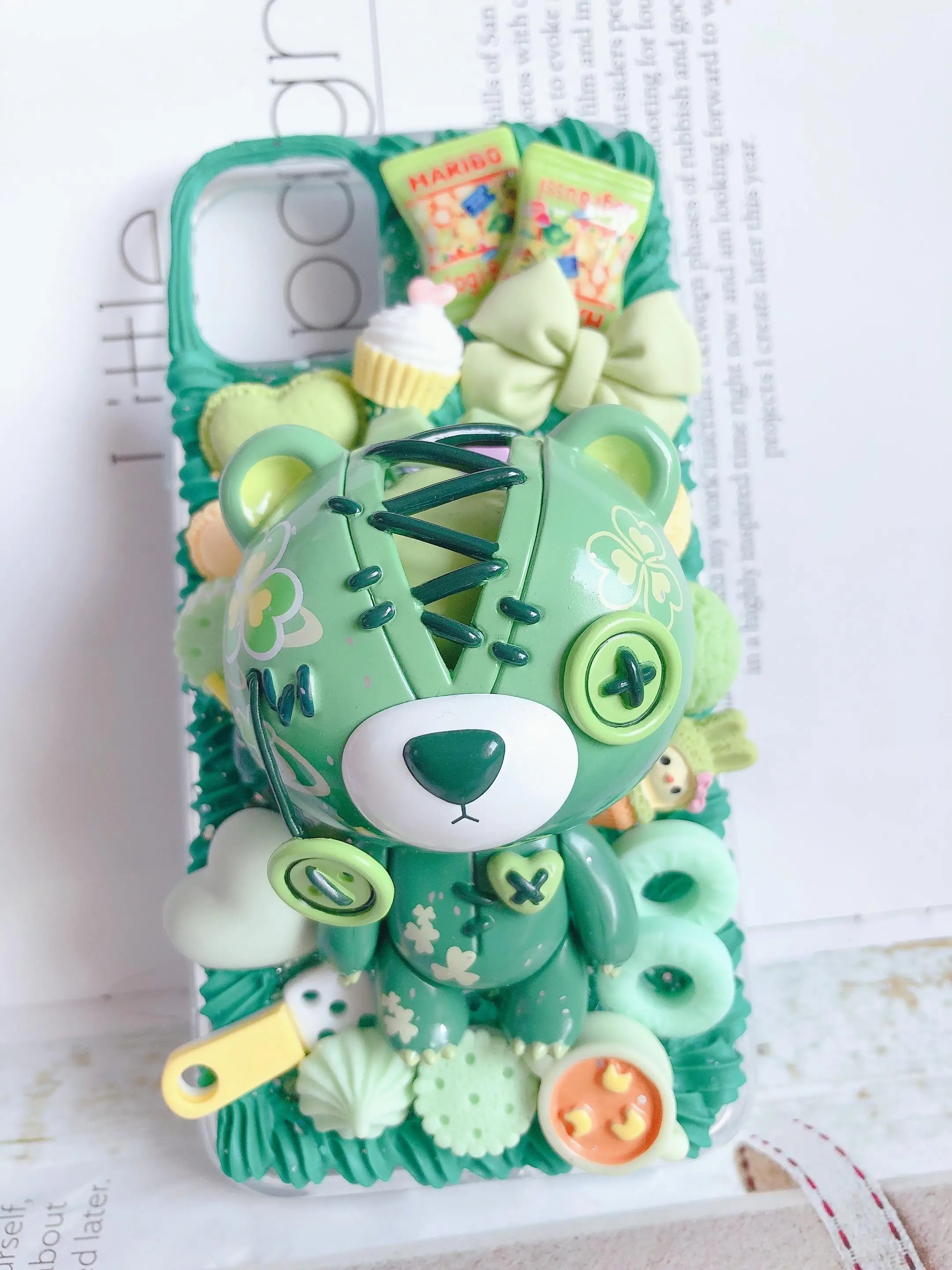 

Handmade For Samsung galaxy s21 plus case 3D Cartoon Bear s20 FE Kawaii phone shell s9/10 s20+ DIY cream cover note20 ultra Gift