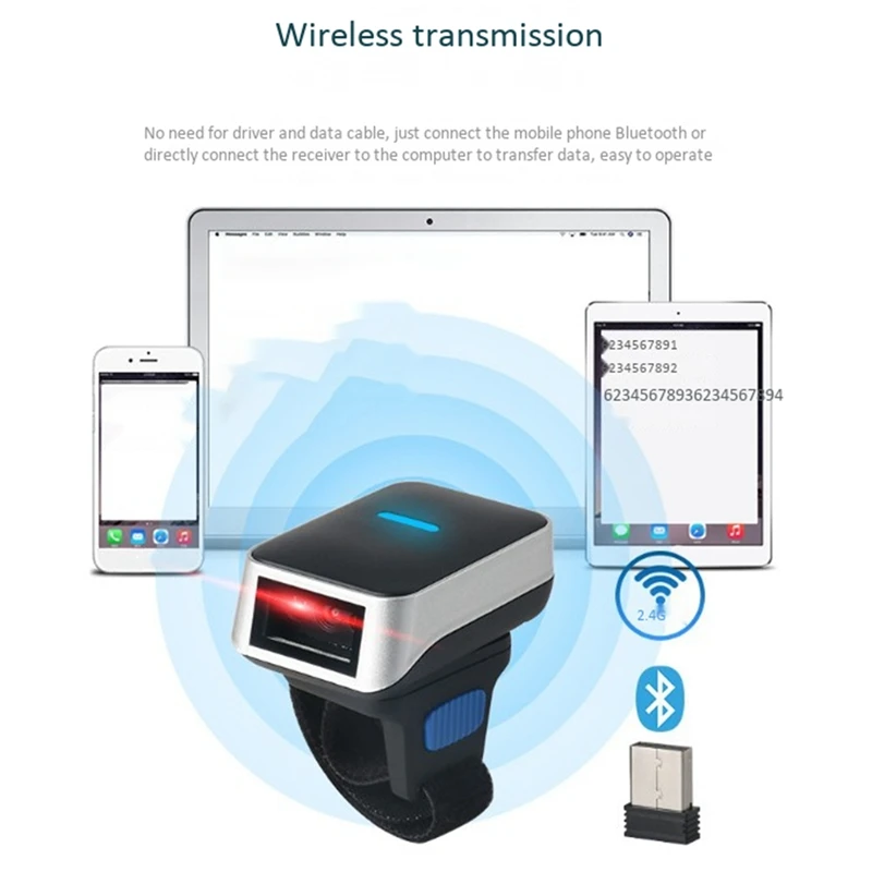Портативный 1D и 2D Bluetooth сканер штрих-кода портативный беспроводной мини-сканер