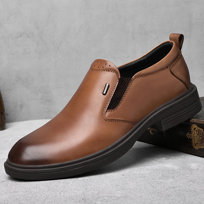 2021 New Dress Shoes Men Brown Oxford Size 36-47 Classics Black Elegant Derby Shoe Man  Waterproof Wedding Formal Shoes For Male