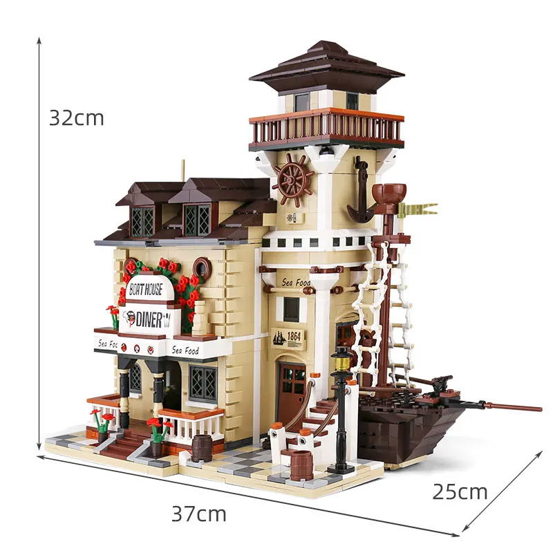 City Street View Building Toys The House Boat Restaurant Model Blocks Bricks Idea As Kids Christmas Gifts | Игрушки и хобби