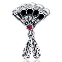 new arrival 925 sterling silver pendant fan feather pendant charm bead fit original pandora bracelet necklace woman jewelry