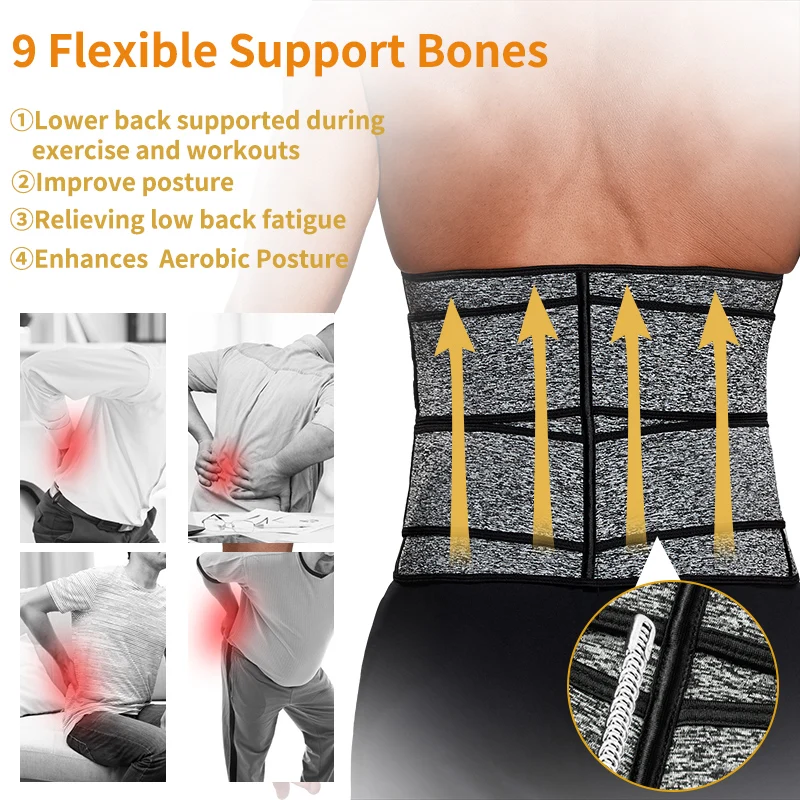 

Sauna Waist Trainer Belt for Men Sweat AB Belt with Adjustable Double Straps Neoprene Body Shaper Compression Workout Trimmer