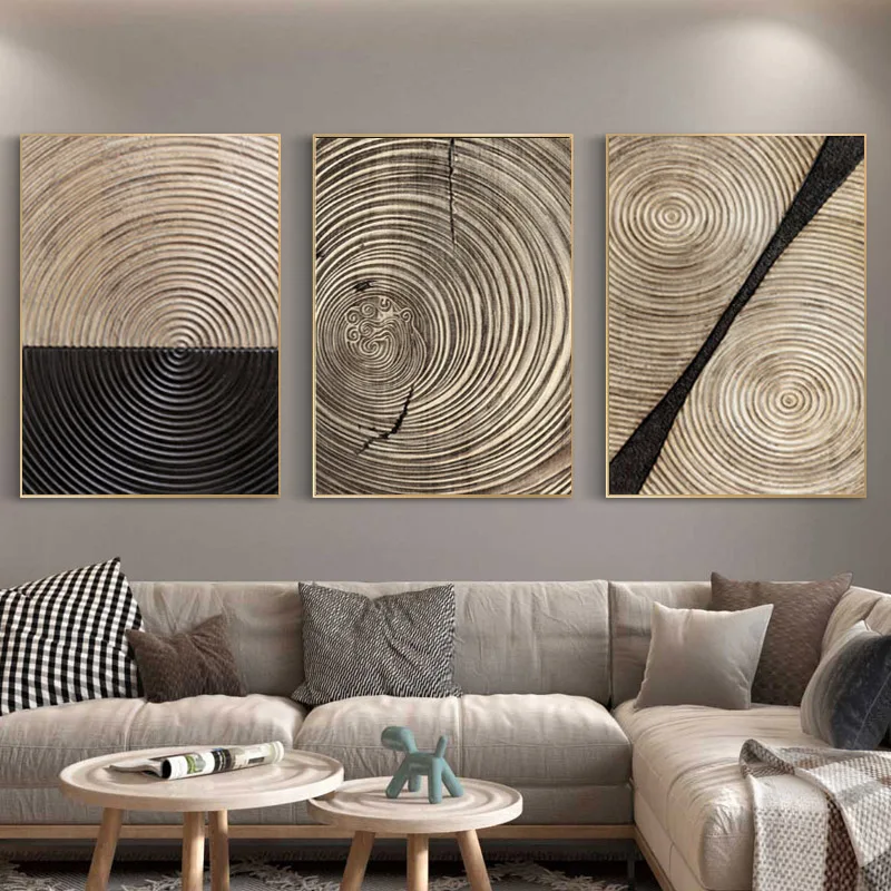 Постер в скандинавском стиле с абстрактным изображением ежегодных колец