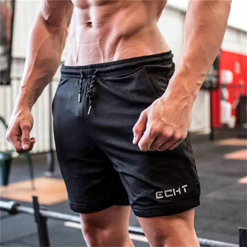 

Men Gyms Fitness Shorts 2021 New Bodybuilding Short Pants Man Casual Beach Knee Length Drawstring Breathable Mesh Sweatpants
