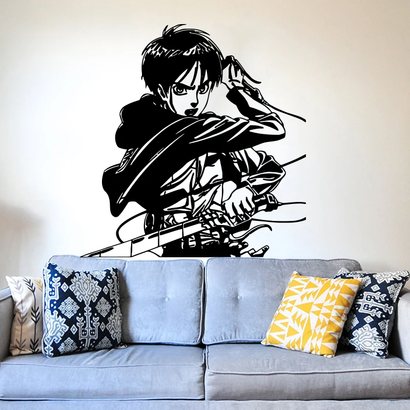 

At tack On Ti Tan Japan Manga Hero Wall Sticker Anime Warrior Under The Moon Wall Decal Kids Room Playroom Vinyl Decor