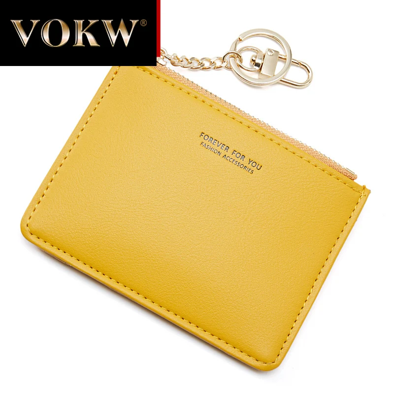 Titular do Cartão para Mulheres Couro do Plutônio Case do Cartão de Crédito Marca Macio Chaveiro Bolsa Pequeno Cartão Carteiras Feminino Organzier Mini Zíper Moedas Bolsas