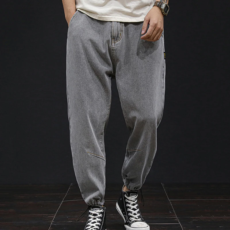 Большие размеры свободные джинсы мужские штаны для увеличения роста весенние