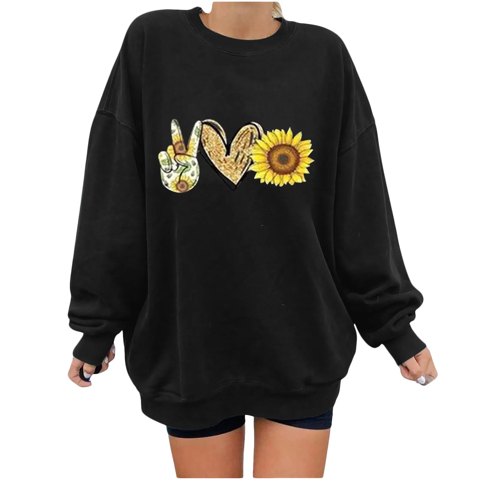 

SAGACE Autumn Hoodies Women's Casual Printing Long Sleeve Oversized Sweatshirt O-Neck Fashion Vintage Loose Blouse Tops