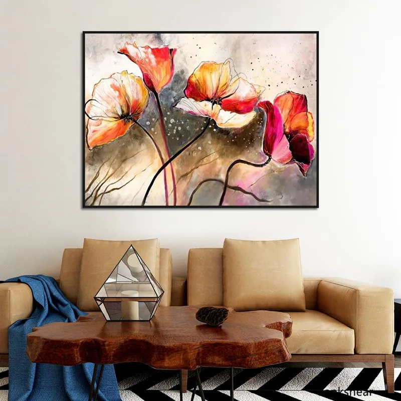 Современный простой и абстрактная бабочка цветок постеры с масляной живописью