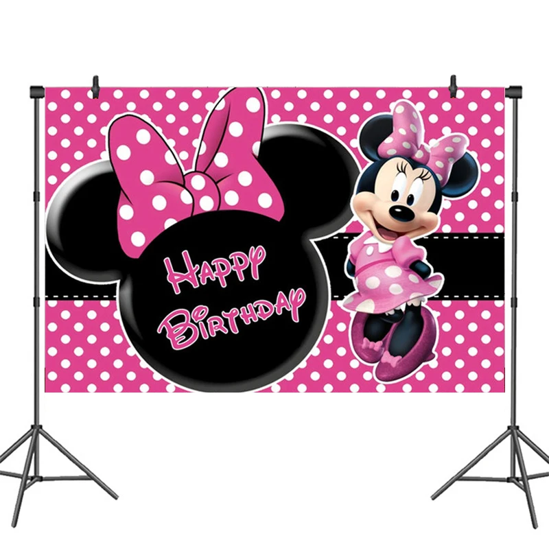 Фон для фотосъемки Минни Маус Микки девочек розовый фон на день рождения детский