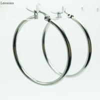 leosoxs europe and the united states popular large earrings stainless steel earrings 2mmx15mm25mm35mm celebrity hot sale