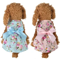 dog girls fashion prited summer dress for dog cotton wedding clothes for dog girls small medium dog cute puppy princess skirt