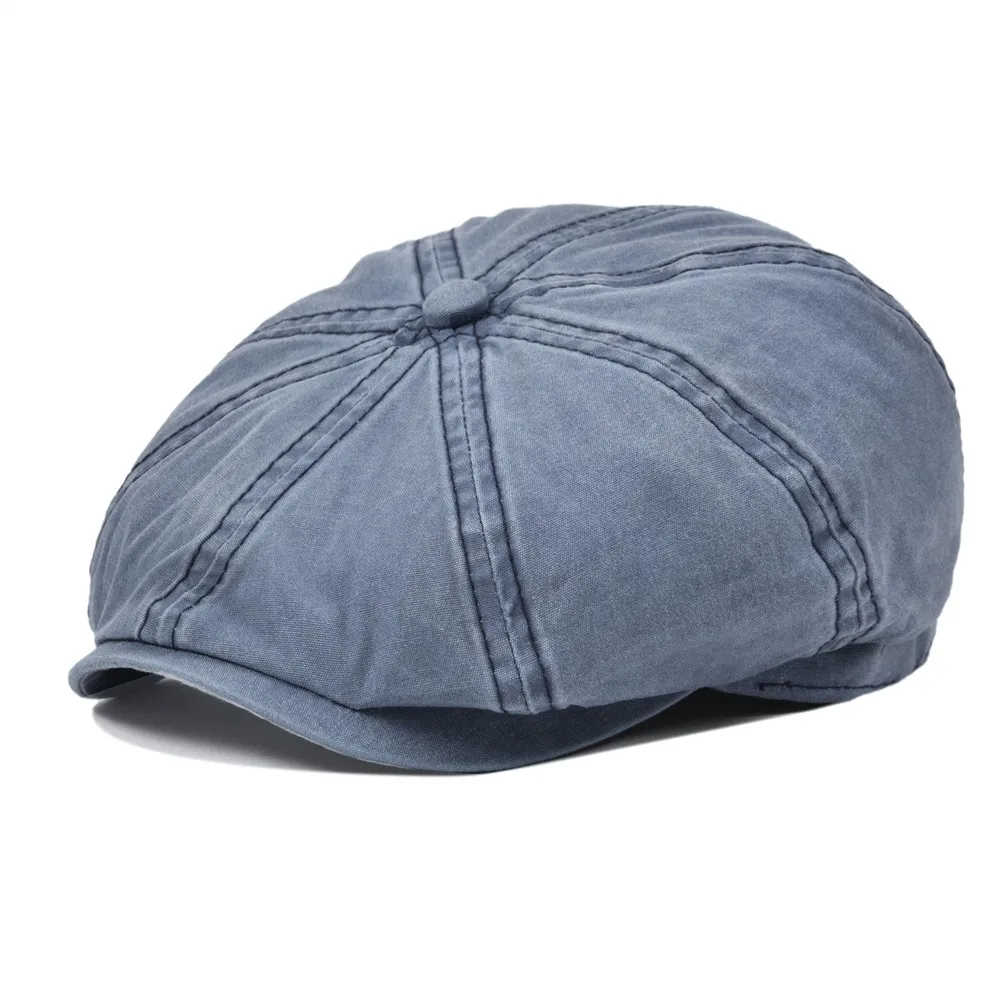 VOBOOM Washed Cotton Newsboy Cap Mens Womens Octangle Gatsby Hat for Summer Autumn Female Girl 160 |