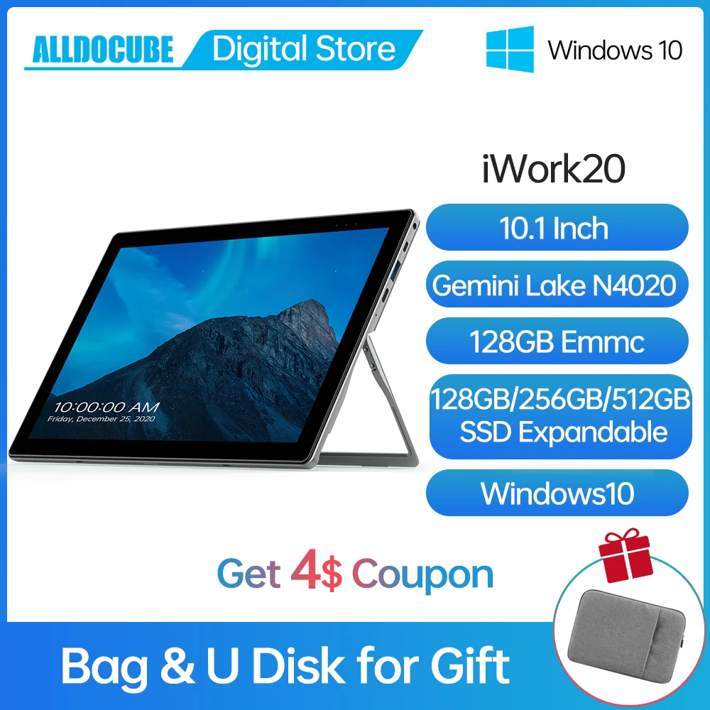

Планшеты Alldocube iWork20, 10.1 дюймов, Windows 10 пк, 1920*1200, IPS, 4 + 128 ГБ, intel Gemini Lake N4020 служебный ноутбуки