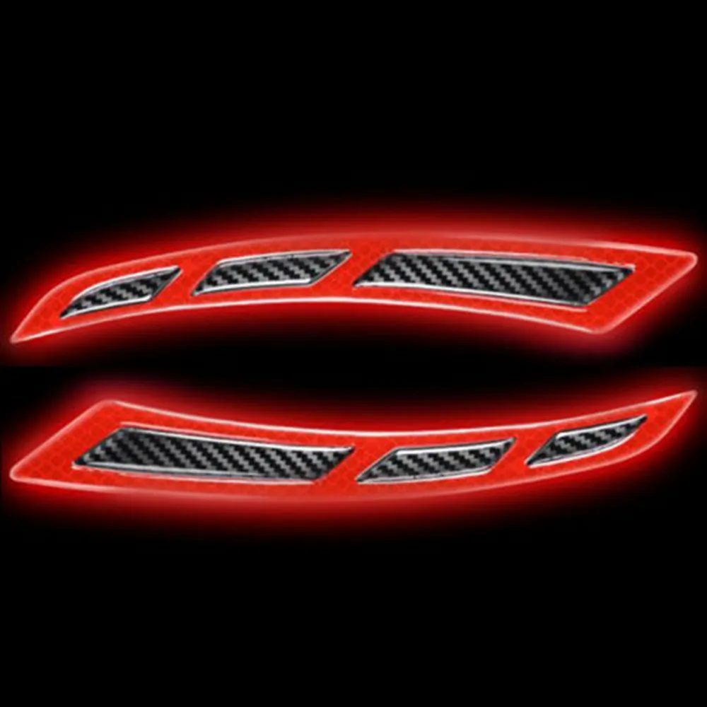

Red Reflective Car Wheel Eyebrows Protective Sticker Stripe Warning Tape 2pcs