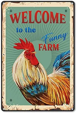 

Funny Quote Farmhouse Metal Tin Sign Wall Decor Vintage Welcome To The Funny Farm Sign for Home Farm Kitchen Decor 8x12 Inch