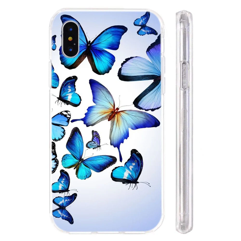 Чехол для iPhone 6 6s 7 8 Plus 11 Pro x xs xr max светло-голубой чехол с бабочкой мягкий из ТПУ