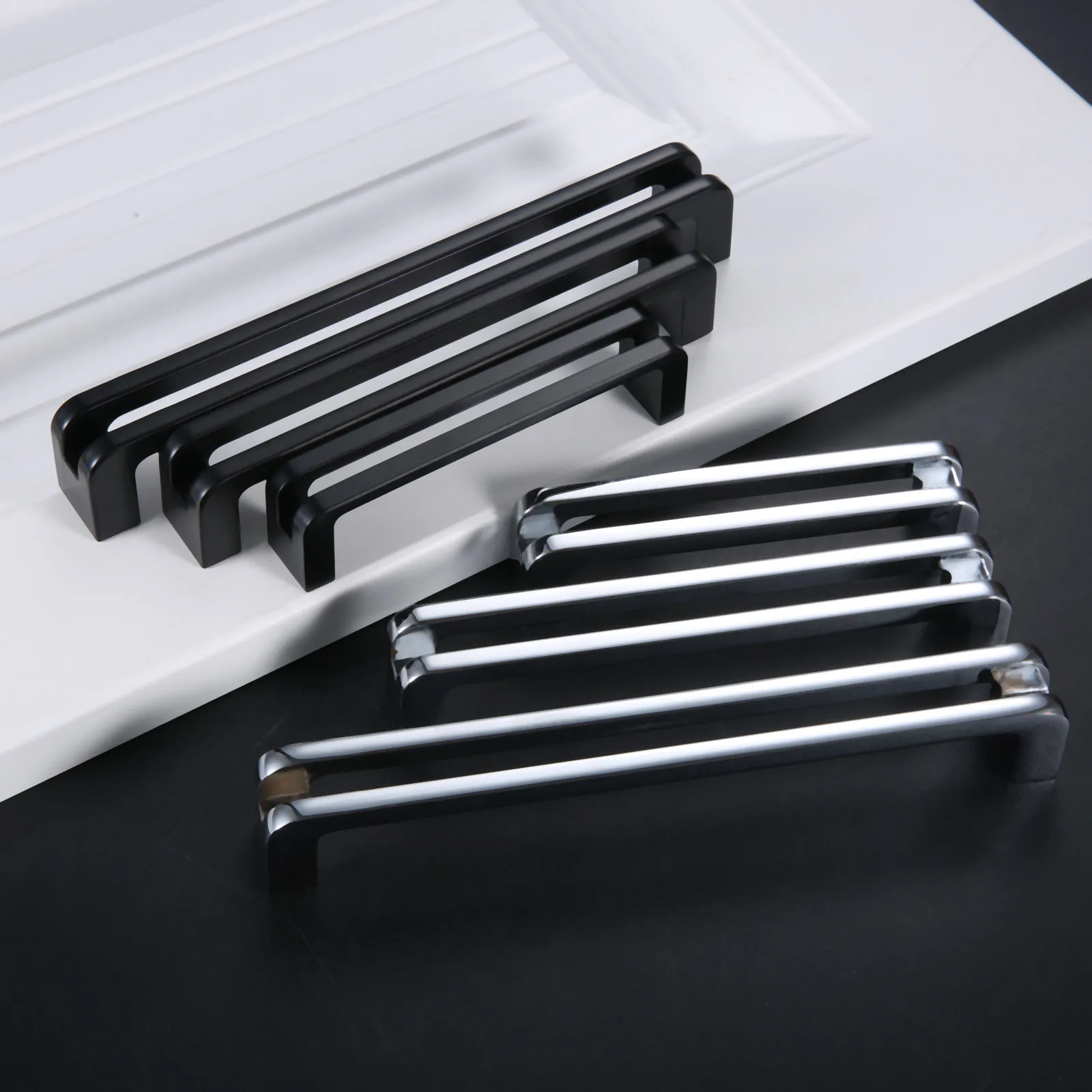 Китайская двойная дверь черная полая ручка для книжного шкафа мебельная