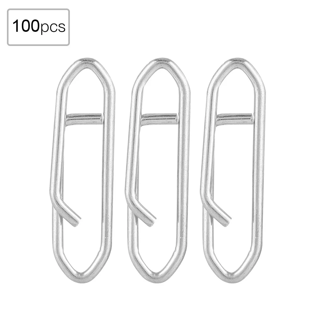 

100pcs Stainless Steel Fishing Safety Snaps Clip Interlock Line Terminal Tackle Accessory M