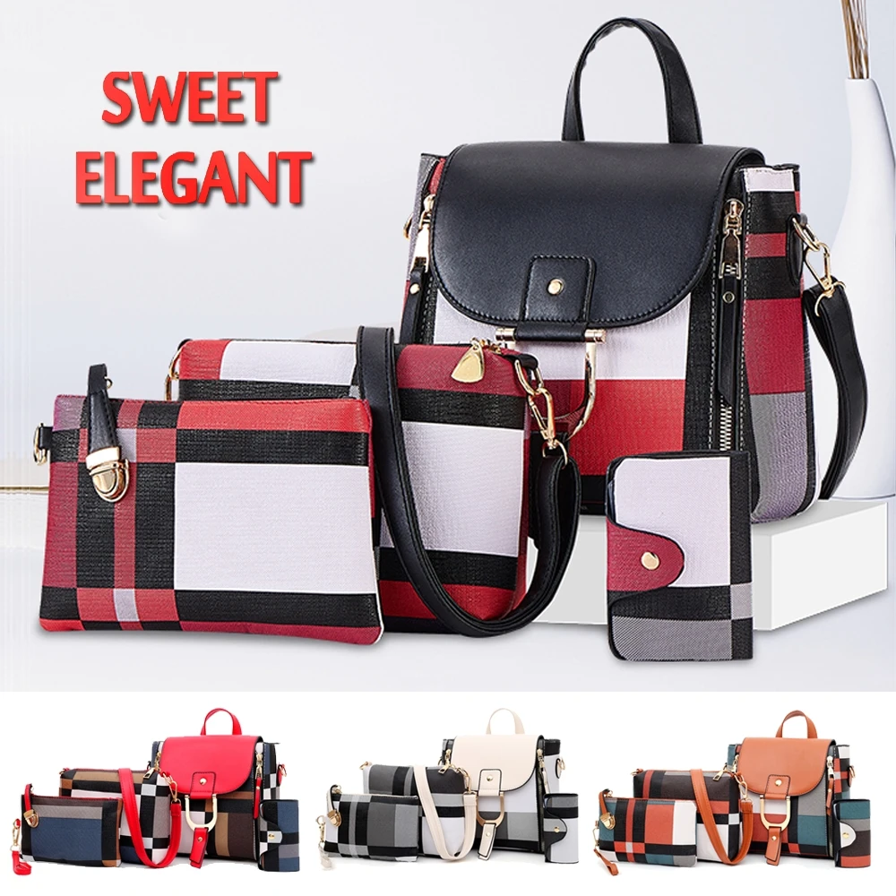 4 шт./компл. дизайнерская женская сумка через плечо с панелями кожаная составная