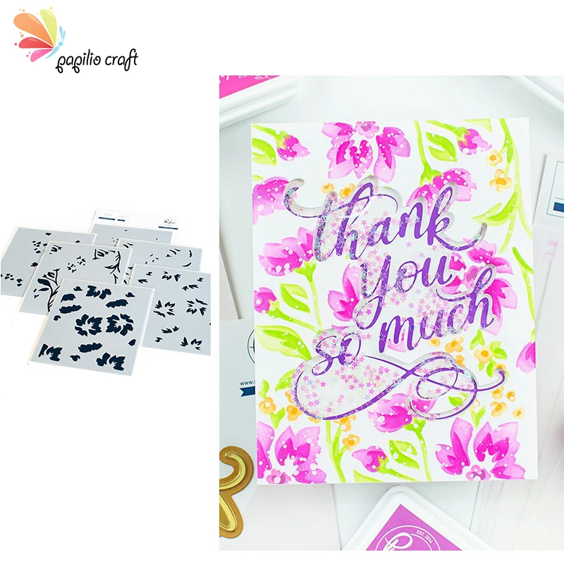 

Fancy Floral Print Layering Stencil Set For Card Making New Arrival Diy Layering Flower Stencils Wall Painting Scrapbook New