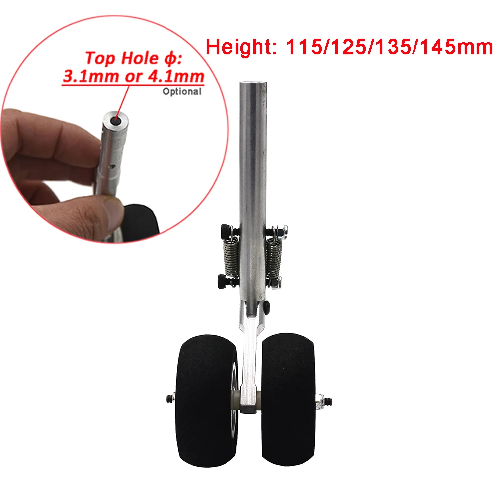 

1 Piece 3.1mm/4.1mm CNC Aluminum Spring Landing Gear for Fixed Wing RC Airplane With 2*45mm Spomge Wheels