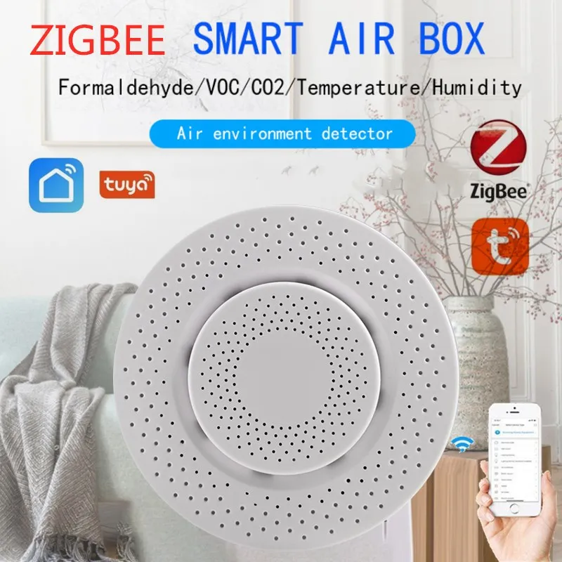 

Умный беспроводной воздушный бокс для рисования Zigbee App, умный очиститель воздуха, увлажнитель, интеллектуальный детектор воздуха, Alexa Google Home
