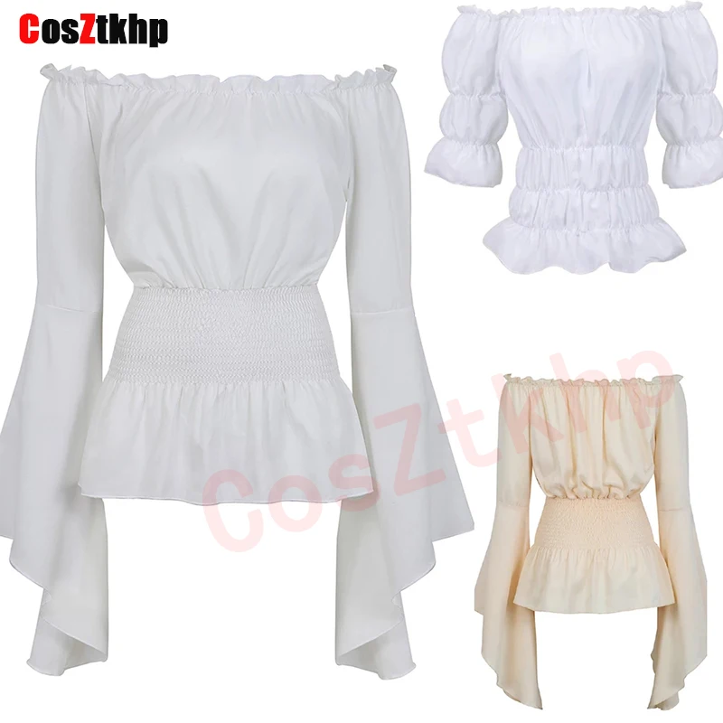 Ренессанс блуза Крестьянка Для женщин с открытыми плечами рубашка длинными