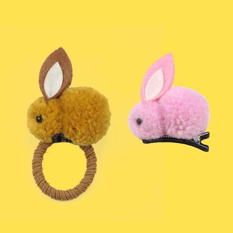 Корейское модное милое кольцо для волос с кроличьим помпоном женские эластичные