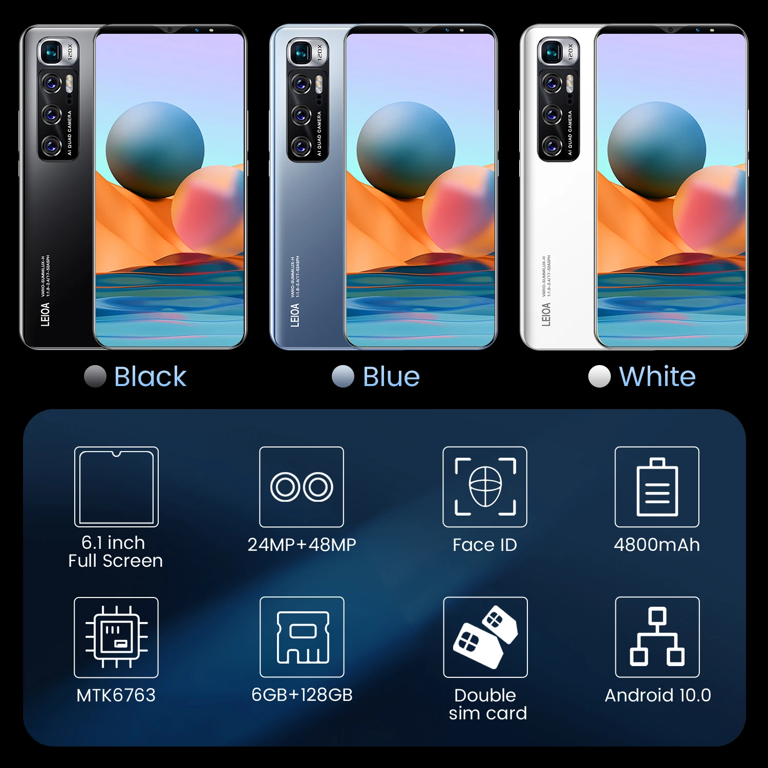 smartphone note10 pro 6 1 inch 5g 6gb128gb 4800mah unlocked mobile phones android telefones celulares global version cell phone free global shipping