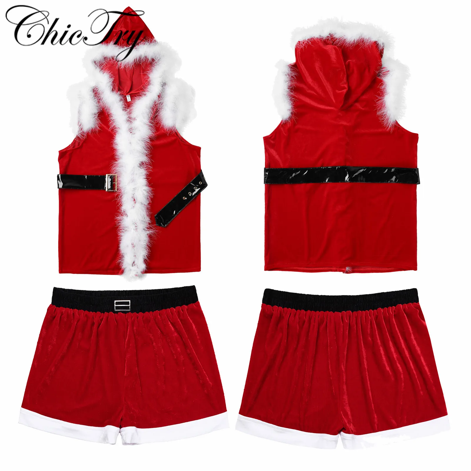 Мужские рождественские Санта Клаус костюм одежда косплей комплект одежды на